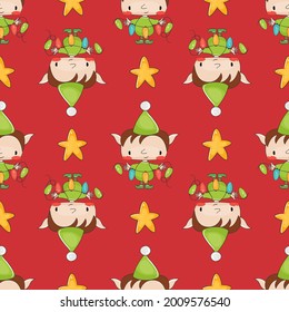 Cute merry christmas seamless pattern. Vector illustration.