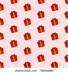 Cute Merry Christmas Seamless Pattern with Winter Holiday Symbols. Hand drawn seamless pattern. Great for postcards, t-shirts, wrapping paper