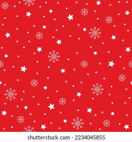Cute Merry Christmas Star Snow Snowflake Confetti Element Ditsy Sprinkle Sparkle Shine Small Polkadot Spring Line Abstract Colorful Pastel Red Seamless Pattern Background for Christmas Party