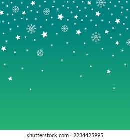 Cute Merry Christmas Star Snow Snowflake Confetti Element Ditsy Sprinkle Sparkle Shine Small Polkadot Spring Line Abstract Gradient Green Pattern Frame Background for Christmas Party 
