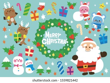 Cute Merry Christmas vector illustration