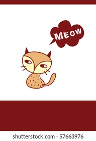 cute merry kitten meow greeting