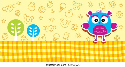 cute merry owl spring garden
