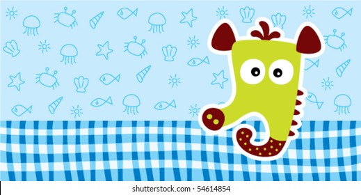 cute merry seahorse bookmark