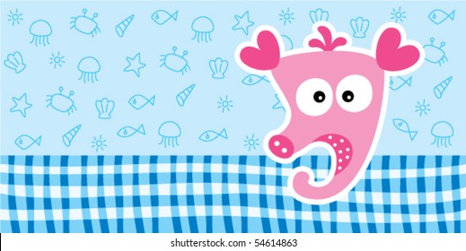 cute merry seahorse bookmark