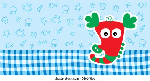 cute merry seahorse bookmark