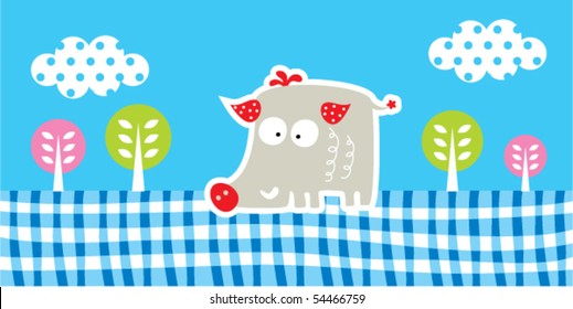 cute merry wild boar bookmark