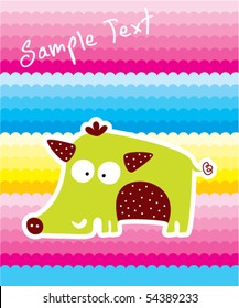 cute merry wild boar tag