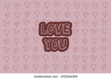 Cute message for Valentine's Day.Colorful vector pattern background design.