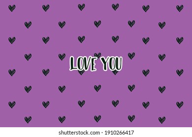 Cute message for Valentine's Day.Colorful vector pattern background design.