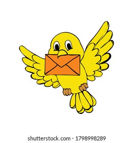 A cute messenger bird with an envelope