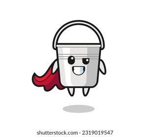 the cute metal bucket character as a flying superhero , cute style design for t shirt, sticker, logo element