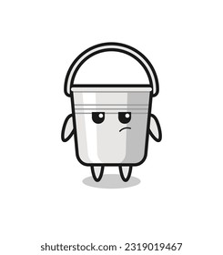 cute metal bucket character with suspicious expression , cute style design for t shirt, sticker, logo element