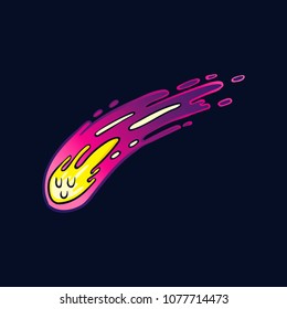 cute meteor vector cartoon, cute shooting star