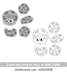Cute Meteorites. Dot to dot educational game for kids.