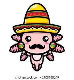 cute mexican axolotl character design