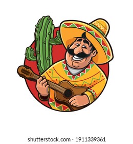 cute mexican cartoon logo mascot