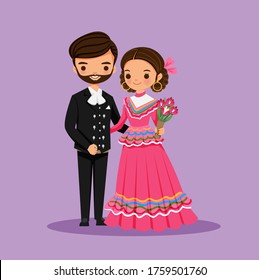 Cute Mexican couple cartoon for Fiesta Party Invitation card design