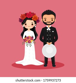 cute Mexican couple cartoon for Fiesta Wedding invitation card design