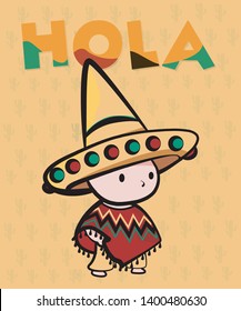 Cute mexican human - t shirt design vector 