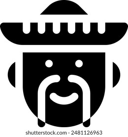 Cute Mexican Man Solid Icon Illustration