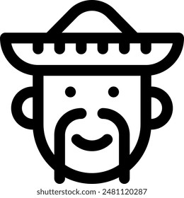 Cute Mexican Outlined Icon Illustration