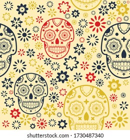 cute mexican skull and flower pattern