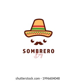 Cute mexican sombrero hat logo icon