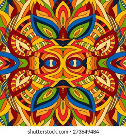 Cute mexican tribal pattern. Colorful ethnic ornament. Based on hand-drawn zentangle elements. Excellent print for textile, paper or web.