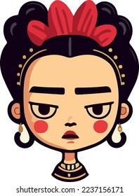 Cute Mexican woman inspired by Frida Khalo