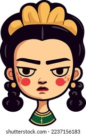 Cute Mexican woman inspired by Frida Khalo