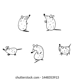 Cute mice. Collection. Vector illustration.