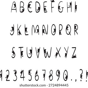Cute Mice Mouse Bocetos escritos a mano tipografía letras de fuente ABC texto de Vector de dibujos animados