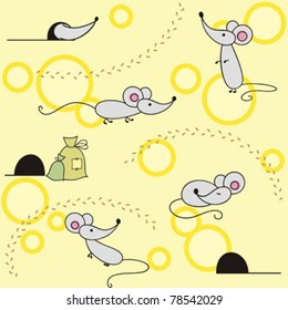 cute mice on seamless background