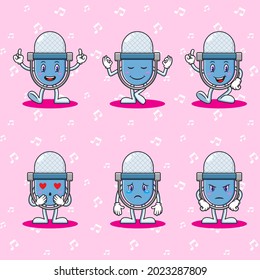 Cute microphone cartoon character bundle