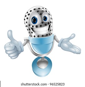 Cute microphone character giving a thumbs up