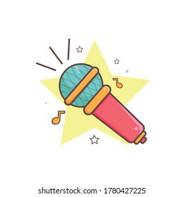 Cute microphone illustration icon. the concept of the mic icon. flat cartoon style