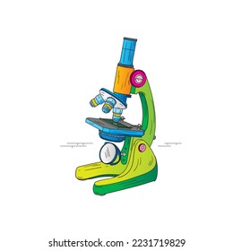 cute microscope  hand drawn color microscope  microscope equipment for education  science  business  doodle microscope