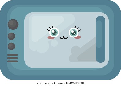 Cute microwave, illustration, vector on white background