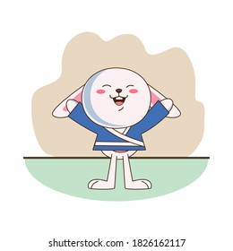 cute mid autumn rabbit celebrating character vector illustration design