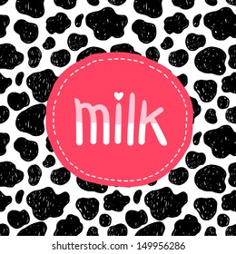 Cute Milk Background. Cow Pattern Postcard