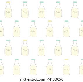 Cute milk bottle design on white background pattern seamless backdrop wallpaper. Vector image