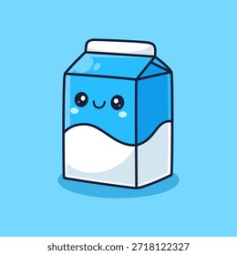 Ilustración linda del icono del Vector de la historieta de la caja de leche. Concepto de icono de objeto de bebida Vector de Premium aislado. Estilo plano de la historieta