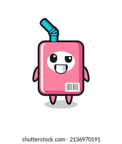 cute milk box mascot with an optimistic face , cute style design for t shirt, sticker, logo element