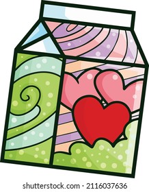 Cute milk box with valentine theme