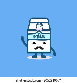 Cute Milk Carton Character mascot Premium Vector