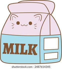 Cute milk with cat illustrations.