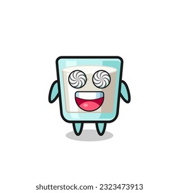 cute milk character with hypnotized eyes , cute style design for t shirt, sticker, logo element