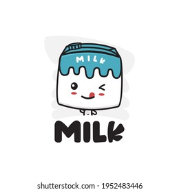 cute milk character mascot template. suitable for use as illustrations, logos,  stickers, posters etc.