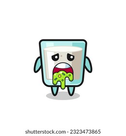 el tierno personaje de leche con puke , diseño de estilo lindo para camiseta, pegatina, elemento logo